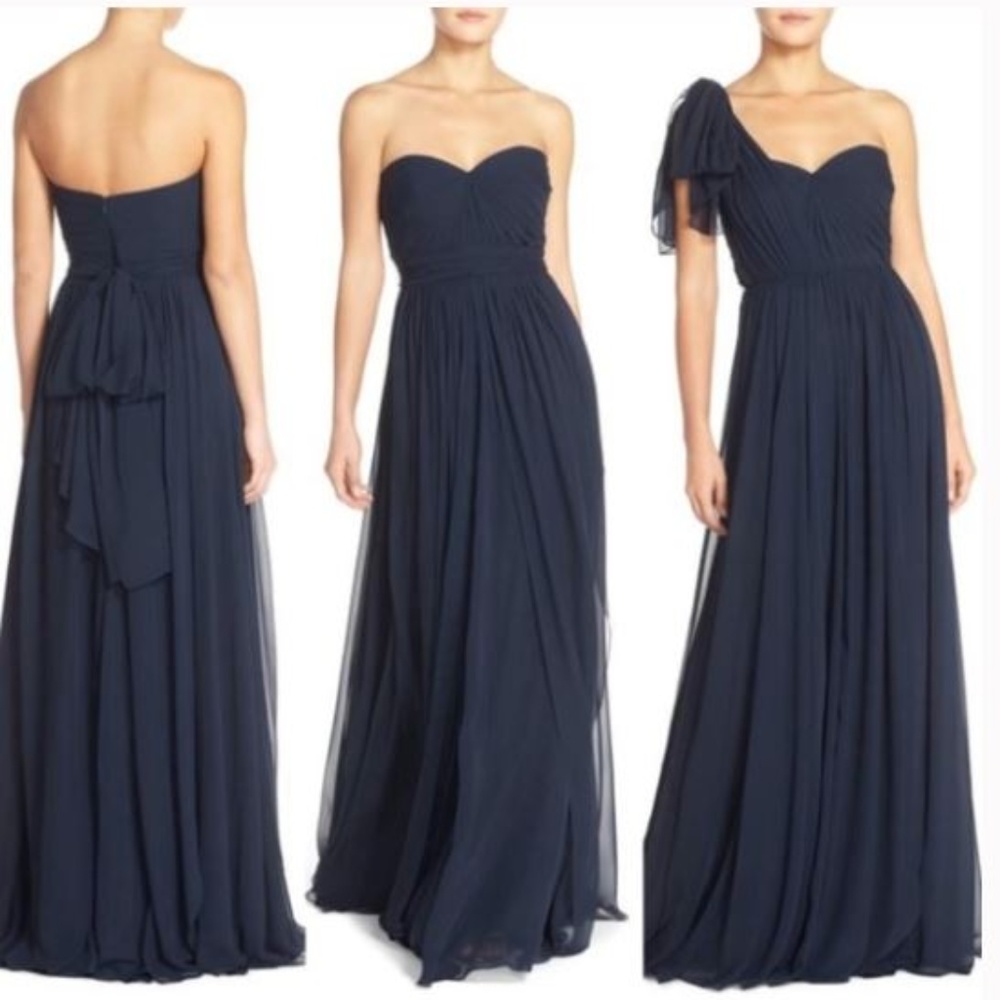 Jenny Yoo Mira Convertible Strapless Chiffon Gown